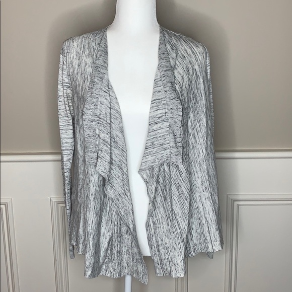 LOFT Sweaters - Loft Spacedye Gray Waterfall Cardigan
